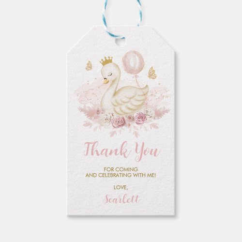 Pretty Soft Pink Swan Princess Birthday Favors Gift Tags