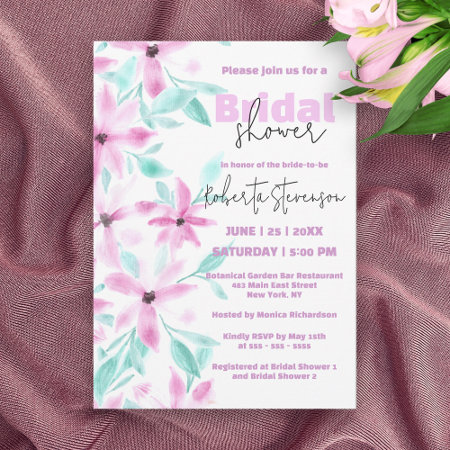 Pretty Soft Pink Watercolor Flowers Bridal Shower