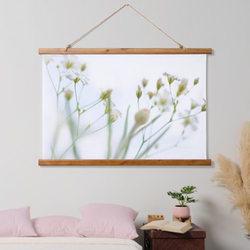 Pretty Soft White Wild Flowers Hanging Tapestry