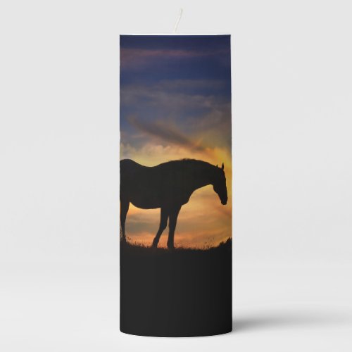 Pretty Southwestern Horse Silhouetted Pillar Candle