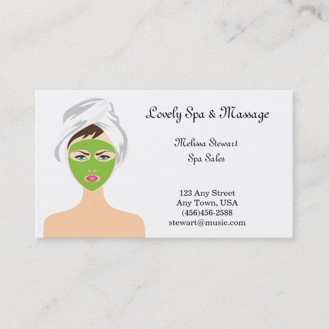 Pretty Spa and Facial Business Cards (Front)