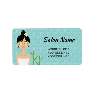 Pretty Spa Woman Illustration & Custom Salon Info Label
