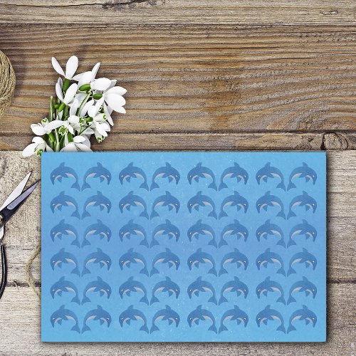 Pretty Sparkle Like Blue White Jumping Dolphins Tissue Paper