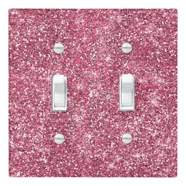 Pretty Sparkle Pink Faux Glitter Light Switch Cover (In Situ)