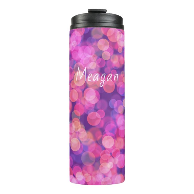 Pretty Sparkly Pink  Floating Color  Thermal Tumbler (Front)