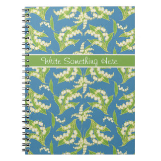 Pretty Spiral Notebook: Lilies of the Valley, Blue Notebook