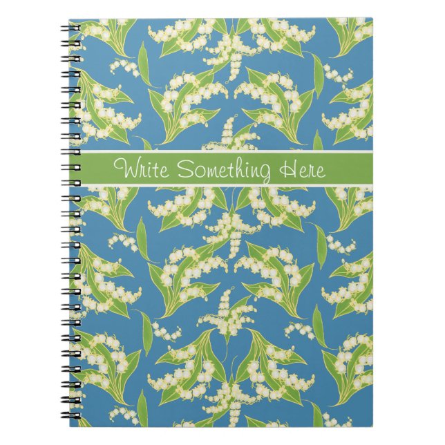 Pretty Spiral Notebook: Lilies of the Valley, Blue Notebook (Front)