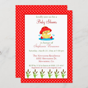 Pretty Spring Baby Girl Shower Duck Theme Invitation