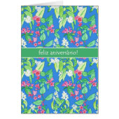 Pretty Spring Blossom Portuguese Language Birthday (Front)
