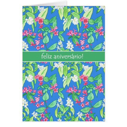 Pretty Spring Blossom Portuguese Language Birthday Cards (Front)