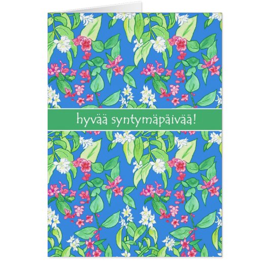 Pretty Spring Blossoms Finnish Language Birthday Cards (Front)