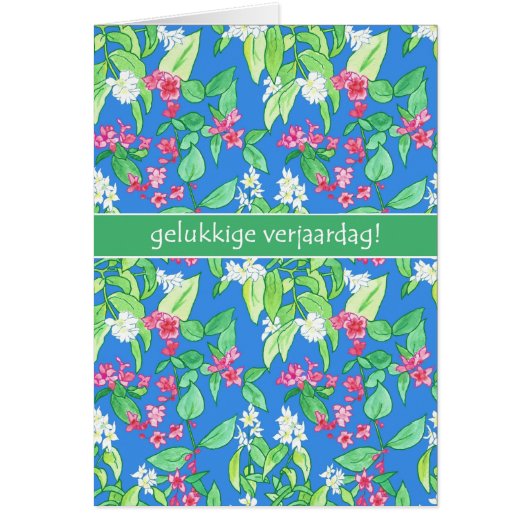 Pretty Spring Blossoms Flemish Language Birthday Cards (Front)