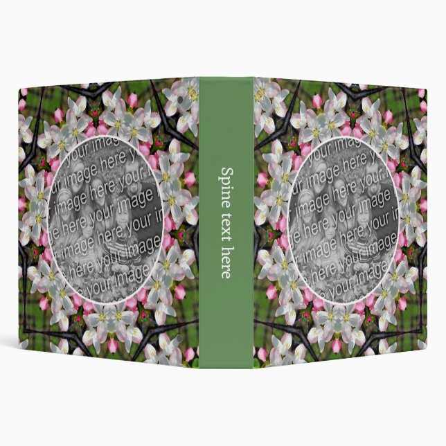 Pretty Spring Blossoms Frame Create Your Own Photo 3 Ring Binder (Background)