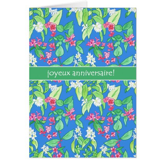 Pretty Spring Blossoms French Language Birthday Cards (Front)