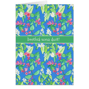 Pretty Spring Blossoms Irish Gaelic Birthday Cards