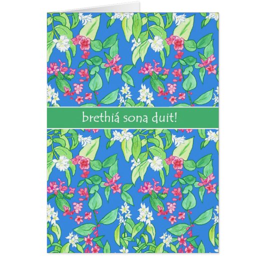 Pretty Spring Blossoms Irish Gaelic Birthday Cards (Front)