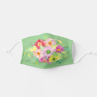 Pretty Spring Bouquet on Green Cloth Face Mask