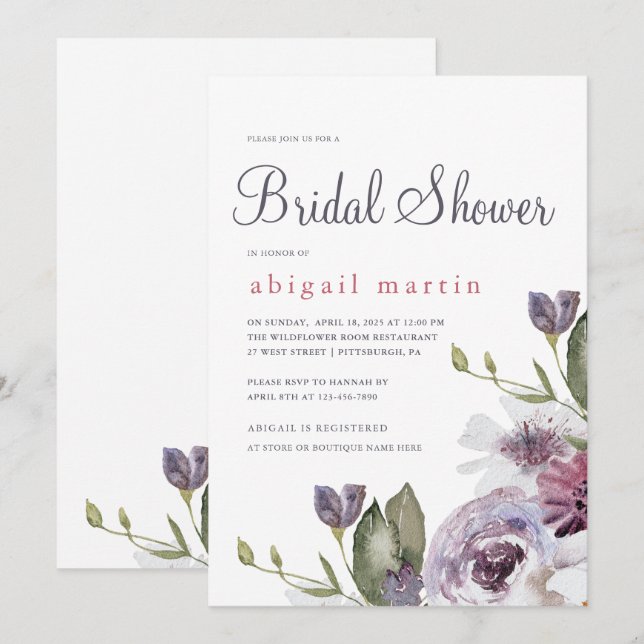 Pretty Spring Floral Bridal Shower Invitation (Front/Back)