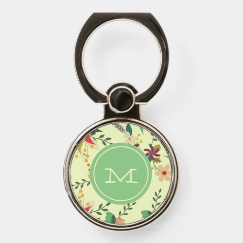 Pretty Spring Floral Mint Monogram Phone Ring Stand