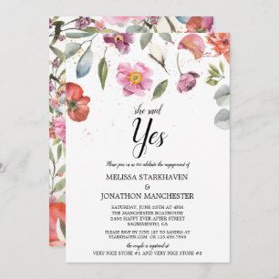 Pretty Spring Floral She Said Yes Engagement Party Invitation