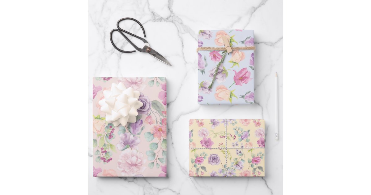 PRETTY SPRING FLOWERS FLORAL WRAPPING PAPER SHEETS