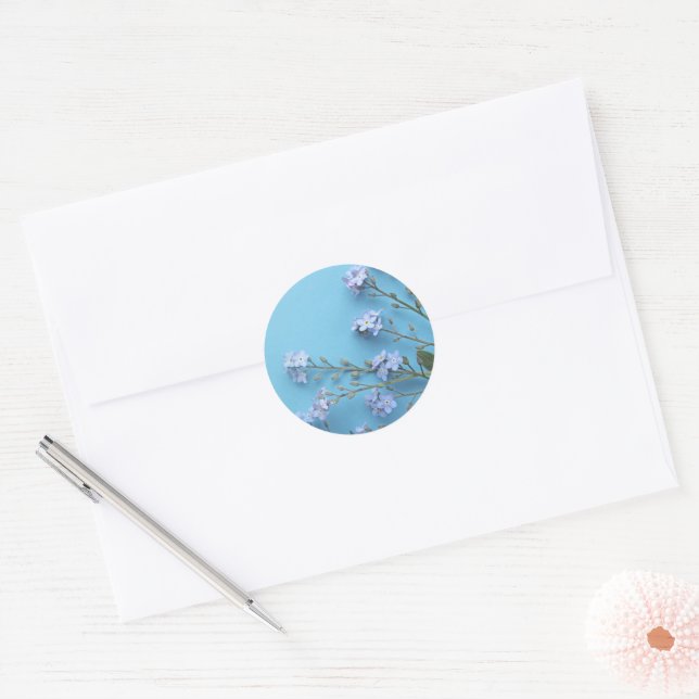 Pretty Spring Forget-me-not flowers Classic Round Sticker (Envelope)