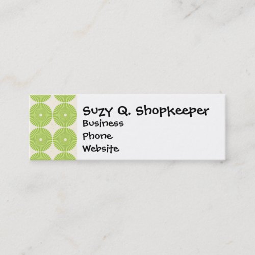 Pretty Spring Green Girly Circles Disks Pattern Business Cards