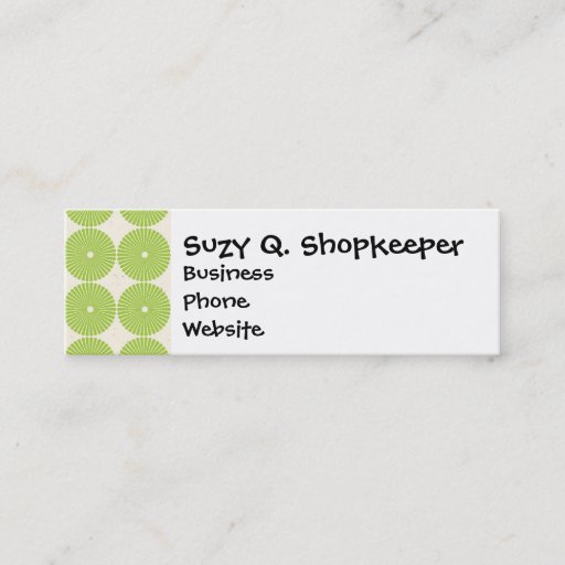 Customizable Pretty Spring Green Girly Circles Disks Pattern Business Cards