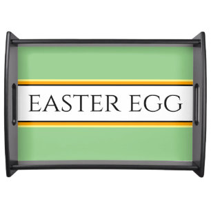 Pretty Spring Green White EASTER EGG Stripes Text Serving Tray