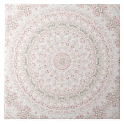 Pretty Spring Medallion Pattern Design Ceramic Tile