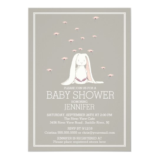 Pretty Spring Pink Bunny Baby Shower Invitation Zazzle