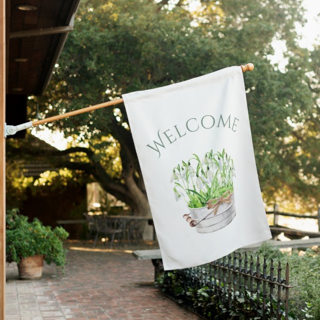 Pretty Spring Summer Flowers Tin Bucket Welcome House Flag (In SItu)