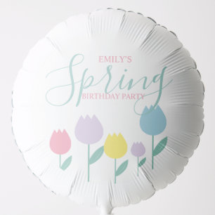 Pretty Spring Tulips Pastel Floral Birthday Party Balloon