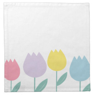 Pretty Spring Tulips Pastel Floral Birthday Party Cloth Napkin