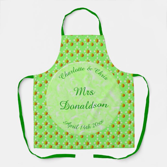 Pretty Spring Wedding Apple blossom and Apples Apron (Front)
