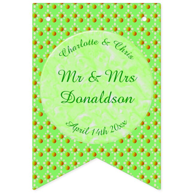 Pretty Spring Wedding Apple blossom and Apples Bunting Flags (First Flag)