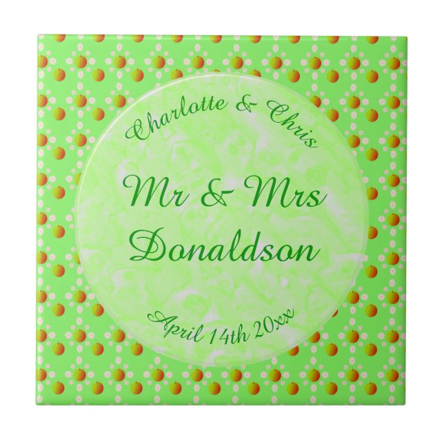 Pretty Spring Wedding Apple blossom and Apples Ceramic Tile (Front)