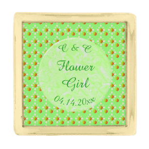 Pretty Spring Wedding Apple blossom and Apples Gold Finish Lapel Pin