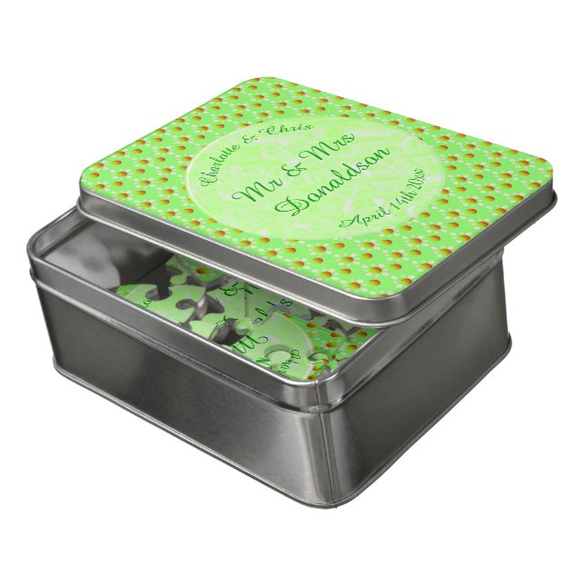 Pretty Spring Wedding Apple blossom and Apples Jigsaw Puzzle (Lid Open)