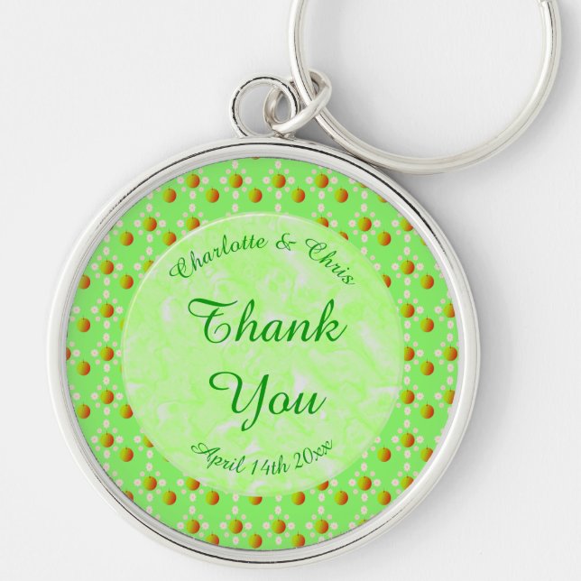 Pretty Spring Wedding Apple blossom and Apples  Keychain (Front)