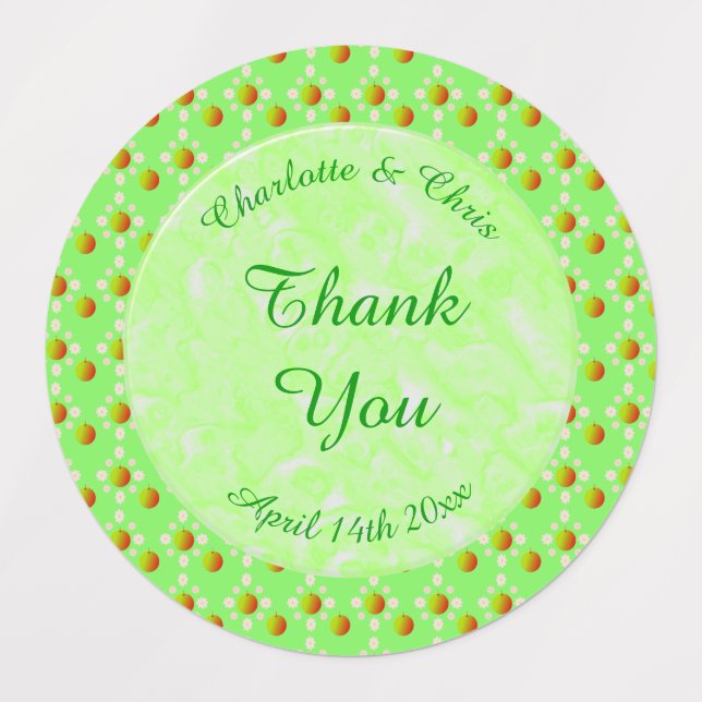 Pretty Spring Wedding Apple blossom and Apples Labels (Design 1)