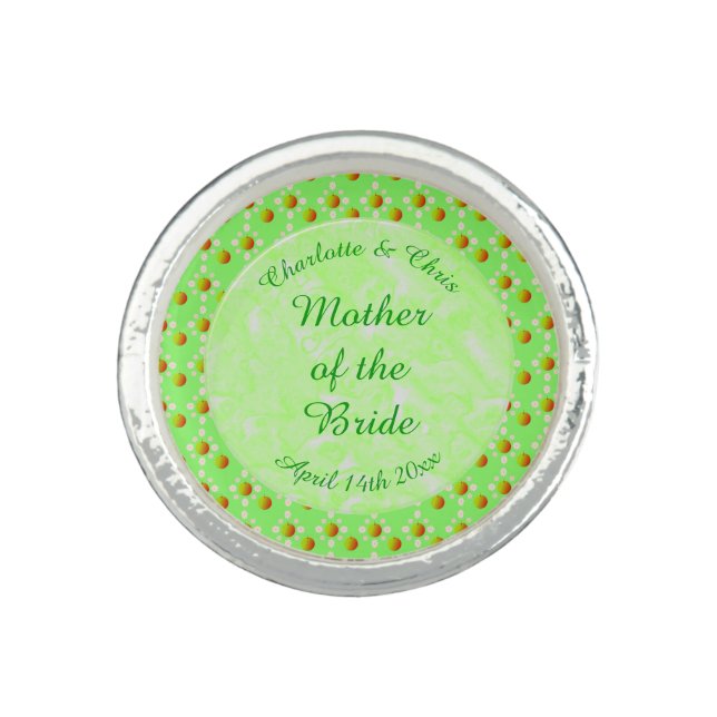 Pretty Spring Wedding Apple blossom and Apples Ring (Front)