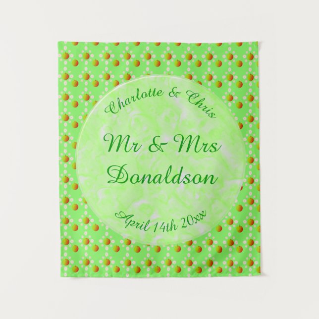 Pretty Spring Wedding Apple blossom and Apples Tapestry (Front)