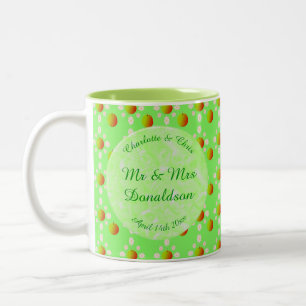 Pretty Spring Wedding Apple blossom and Apples Two-Tone Coffee Mug