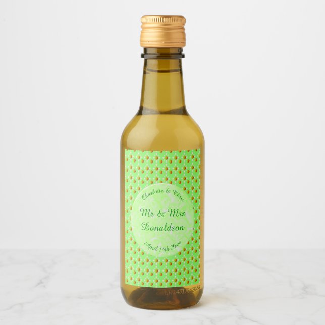 Pretty Spring Wedding Apple blossom and Apples Wine Label (Front)