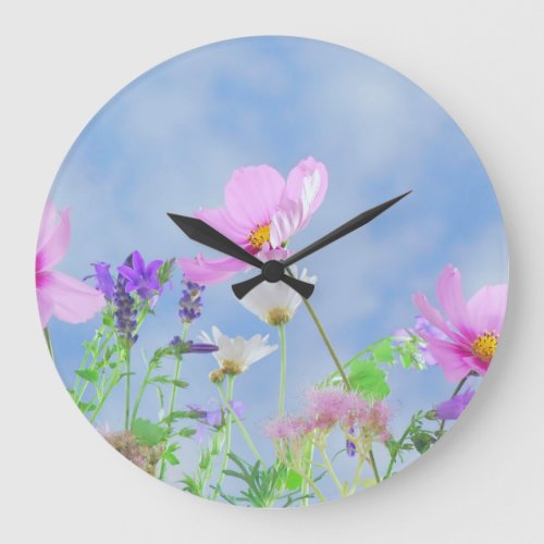 Pretty Spring Wild Flowers Large Clock