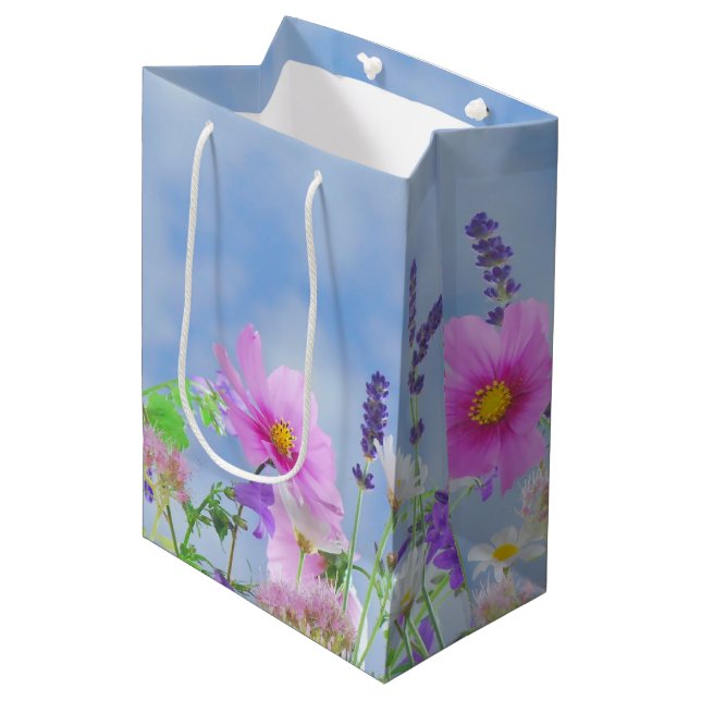 Pretty Spring Wild Flowers Medium Gift Bag (Front Angled)