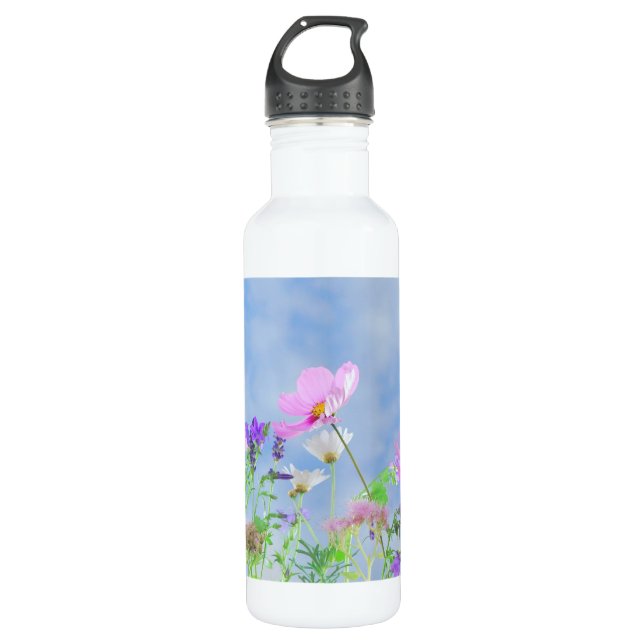 Pretty Spring Wild Flowers Stainless Steel Water Bottle (Front)