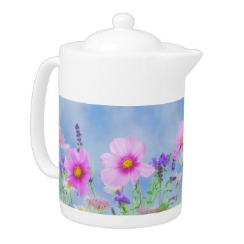 Pretty Spring Wild Flowers Teapot by MissMatching at Zazzle