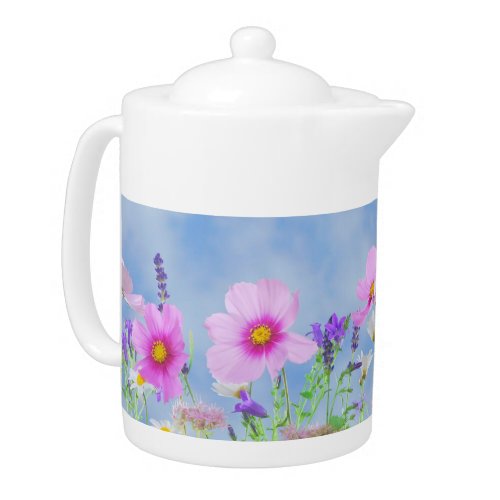 Pretty Spring Wild Flowers Teapot